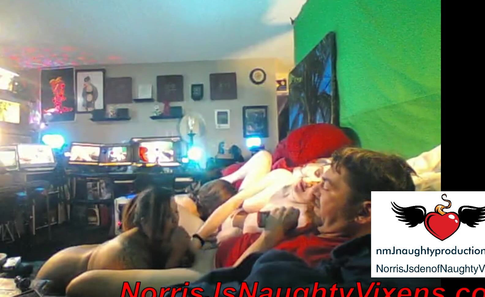 "nmjnaughtyvixens" adulttheater, blowjob, doggystyle, fucking, webcam Spycam of orgy at my place manyvids
