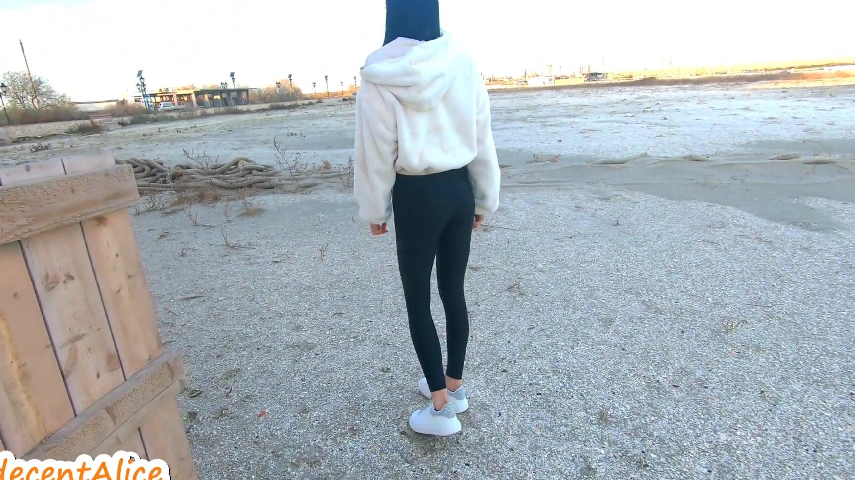 IndecentAlice Beautiful Babe Walking in Leggings and then Naked on the Beach in Winter Public RiskyOutdoor4K Pornhub