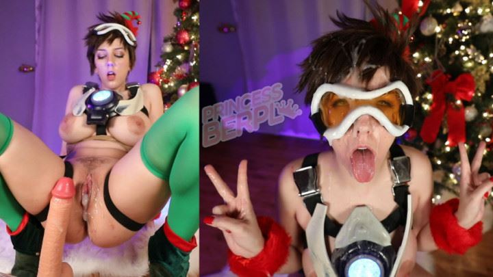 Cosplay, Christmas, Facials princessberpl tracer gets stuffed