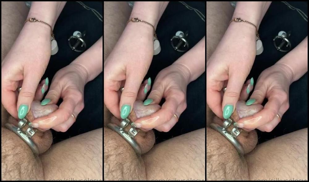 Silkysolesyyc Onlyfans Cuckold Yyc Was So Excited To Get This New Cage In The Mail He Needed To Try It On Right Away What