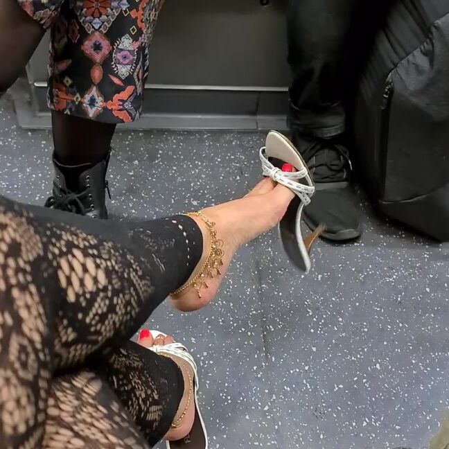 Feetbysherri Onlyfans Shoe Dangling On The Central Line London Underground