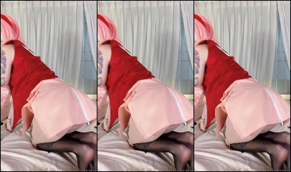 Karneli Bandi Undress Sakura Chan When She Naked She So Naughty Cosplay Pinkhair Inkedgirl