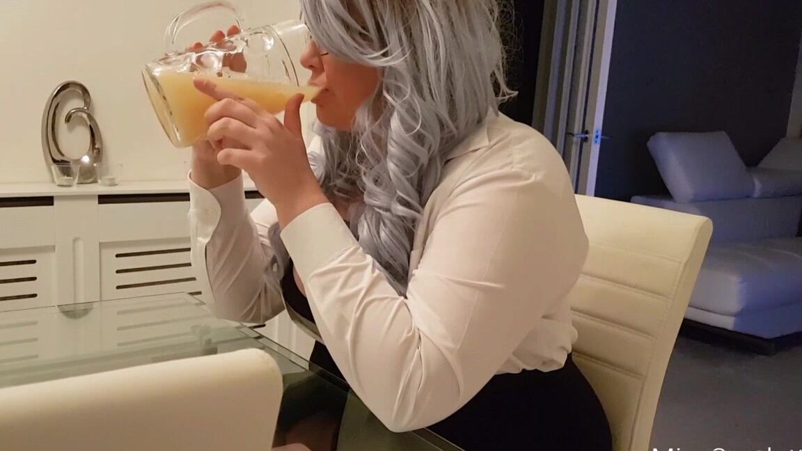 Missscarlett Fl Oz Ml Of German Cum Drank In A Huge Stein Glass In A Sexy Secretary Outfit As R