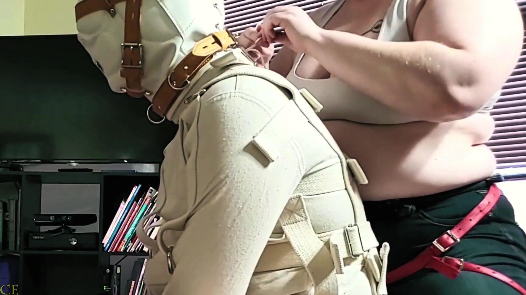 Aliceskary Bondage Slut In Straight Jacket Hood