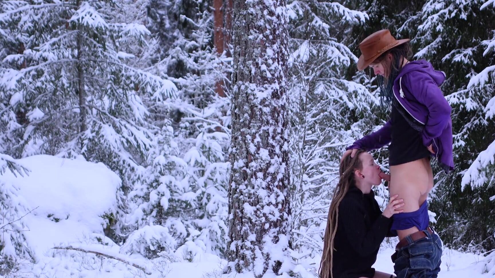 RosenbladX sex in the winter forest while the snow is falling rosenlundx  Pornhub