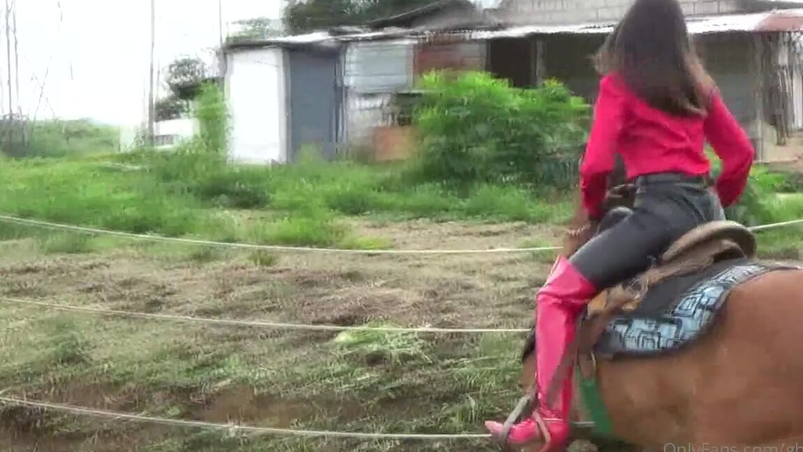 Ghrfan Onlyfans Venus Riding On Patent High Heel Red Boots Medieval Spurs And Dressage Whip I Dont Know