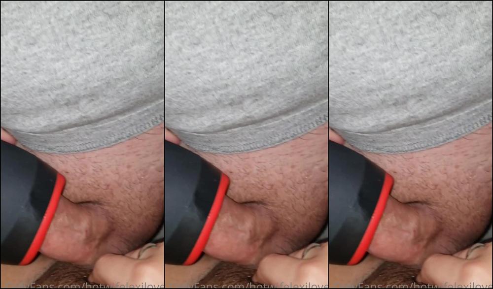 Hotwifelexilovex Husband Uses His Penis Head Blowjob Sucking Toy To Masturbate His Big Cock Off While