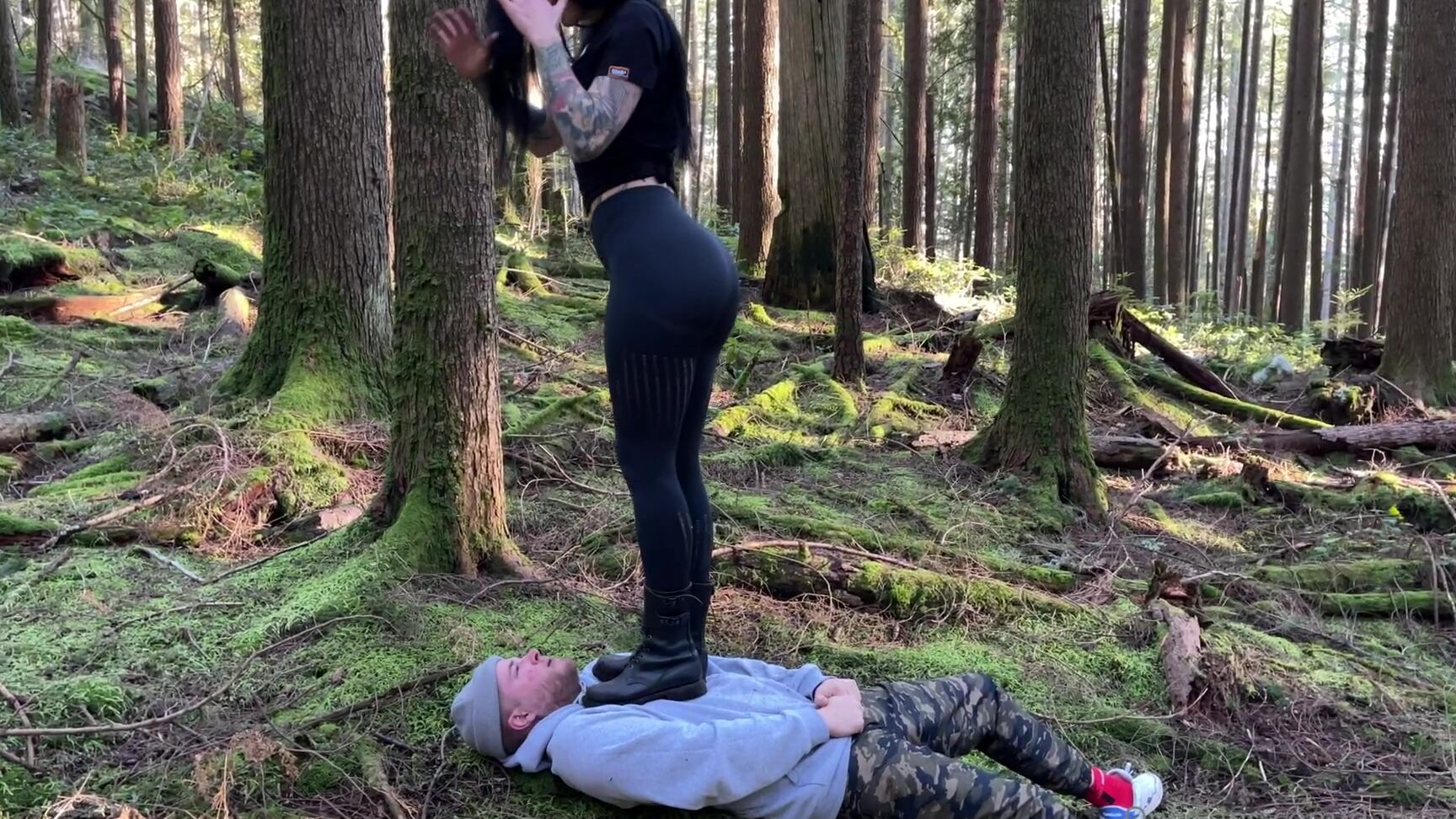 Damazonia Dirty Leather Boots Licking And Trampling In The Woods