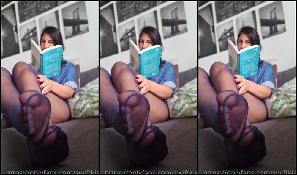 Swift Kiss Nicknamed Swiftkiss Onlyfans Just A Relaxing Video Of Me Reading A Book And Feeling Cozy At Home Wearing Wolford Pure 10 Color