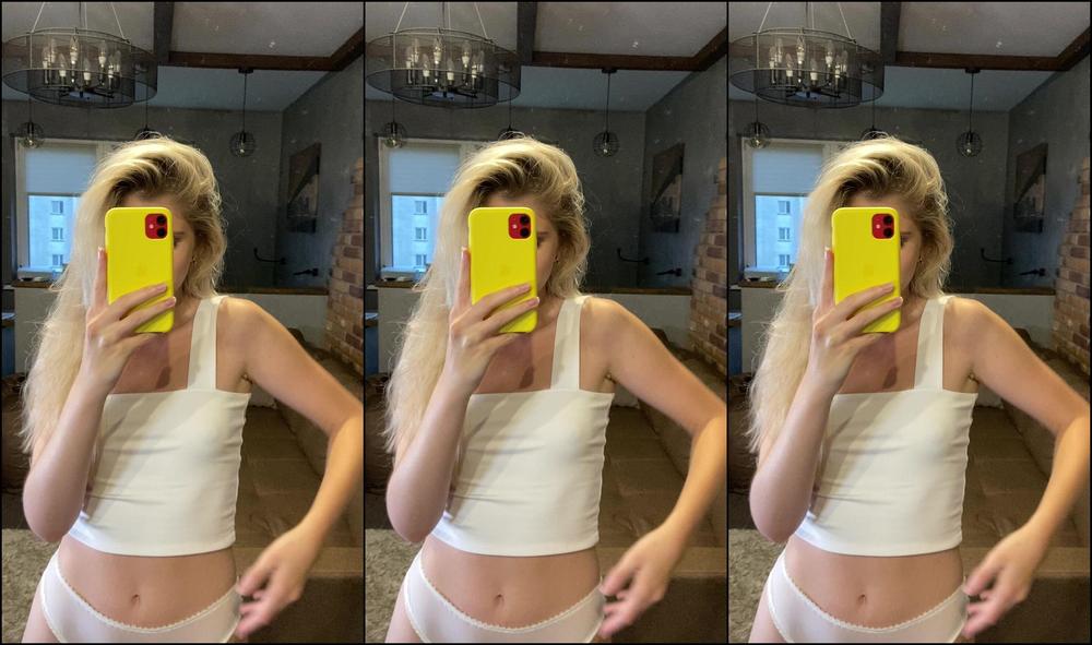 Blonde, Mirror, Nipples, Small Tits, T-Shirts and Panties sexy-girl-flaunts-in-front-of-the-mirror ManyVids