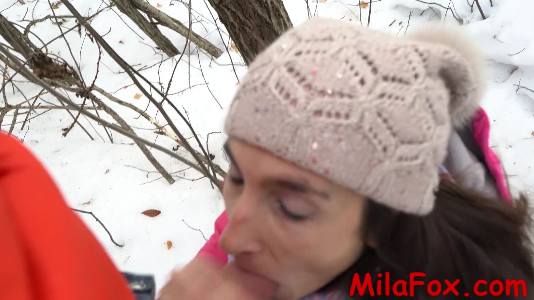 lisichkamila 079 Milking Tits and Swallow Cum in the Cold. MilaFox.com PornHubPremium