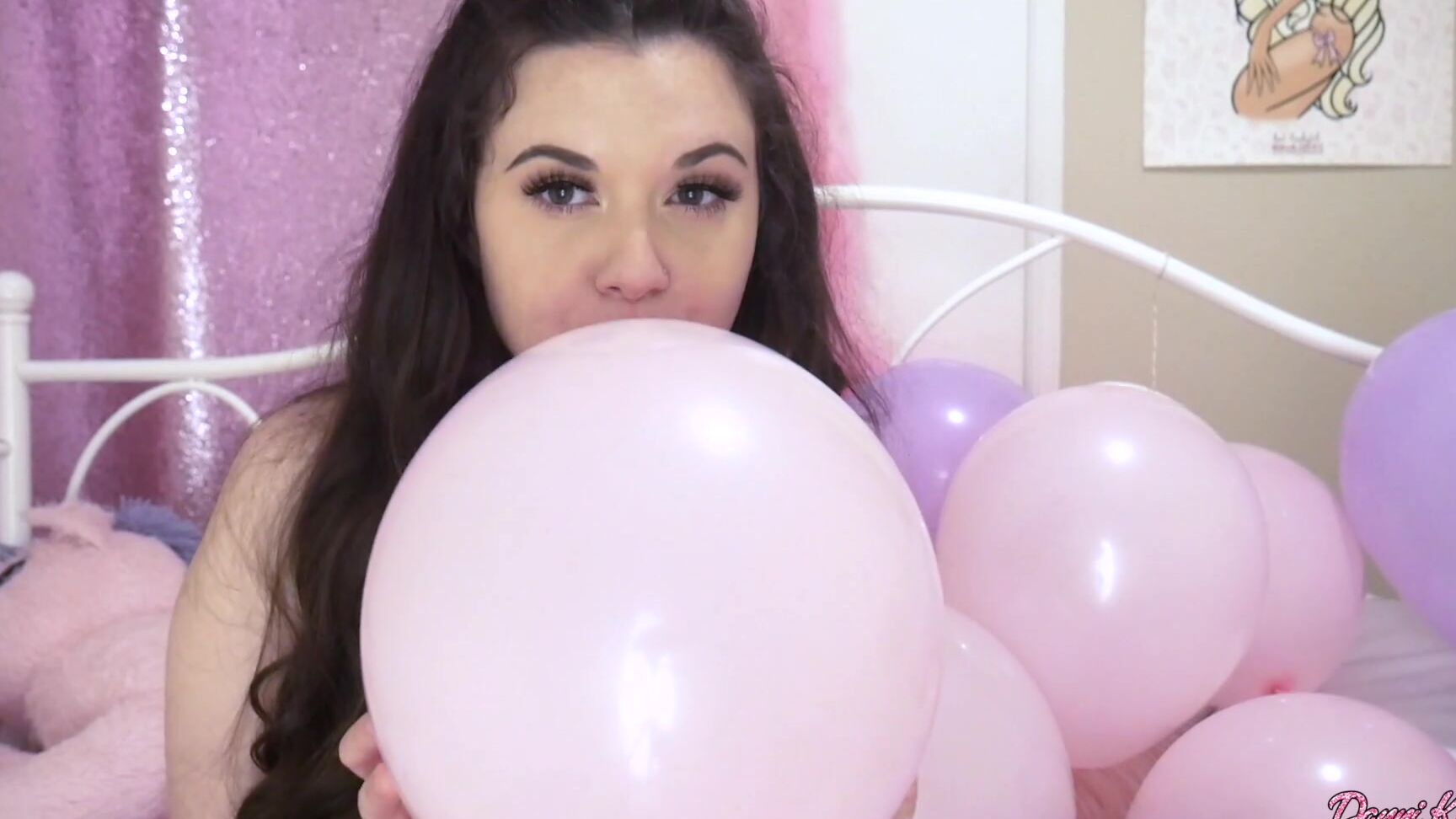 Balloons,Balloons Non Pop,Brunette,SFW dannixkush blowing up 20 birthday balloons ManyVids