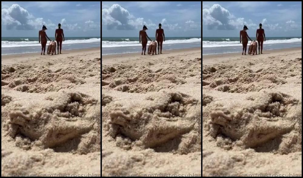 Mistress V Black Nicknamed Mistressvblack Onlyfans You Would Like To Be That Dog Two Dominas Walking Their Dog On The Nudist Beach Voc Gostaria