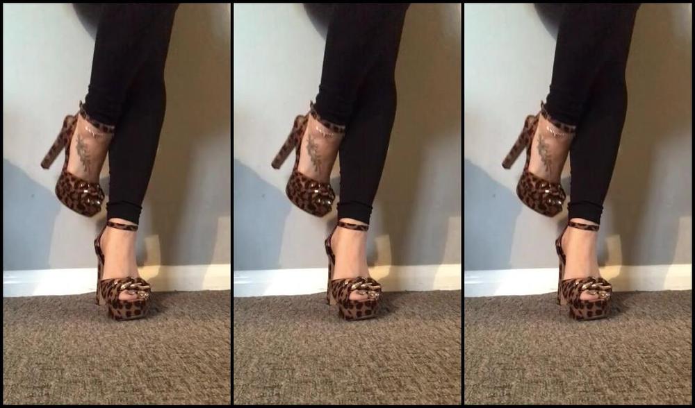 Footsiegalore Onlyfans Only Fans Exclusive Leopard Print Heels I M Not Sure Who Bought Them For Me But I Love Them Her