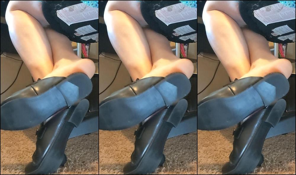 Premiumbrandy Red Toes Mules Play Working At My Desk I Noticed You Watching My Feet I Dangle And Smack