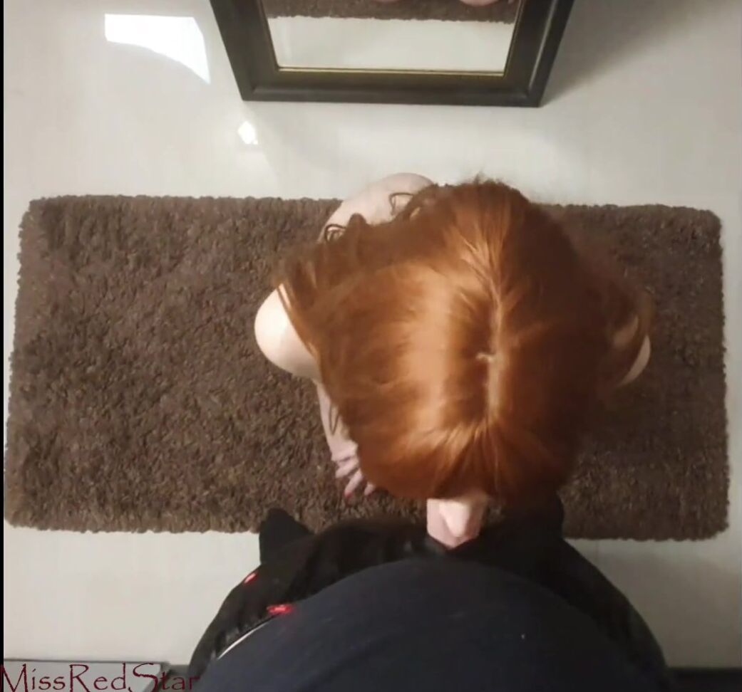 MissRedStar Big Load Between BIG Boobs Mirror Blowjob kneeling Pornhub
