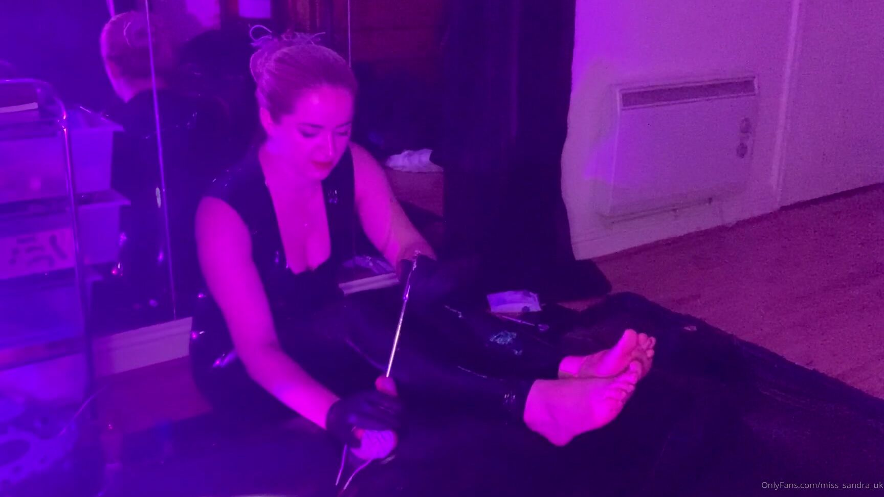 Mistress Sandra Vac Bed Latex Catsuit And Sounds Session Min Vid