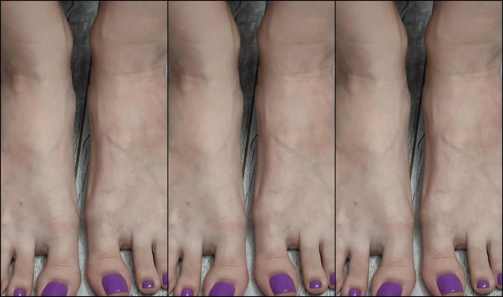 Adorable Alice Paws Purple Toes Close Up Barefoot And In Stockings Which