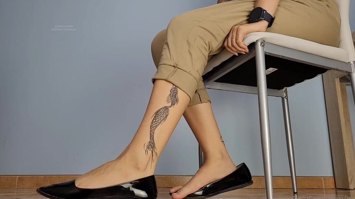 Masmr Onlyfans 3August Shoes Dipping Sliding And Gripping Sitting Shoeplay With Shiny Black Flats Ballerinas