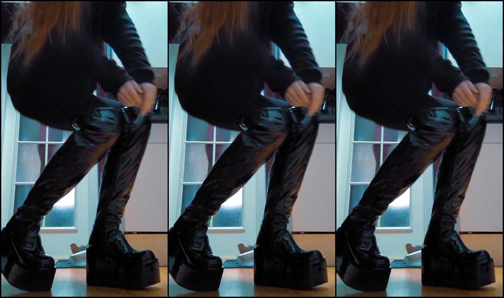 Niciaunlovelier 3538108715 10 25 2024 Hey Loves Here S A Little Video Trying On My New Patent Leather Over The Knee Platform Boots They Re