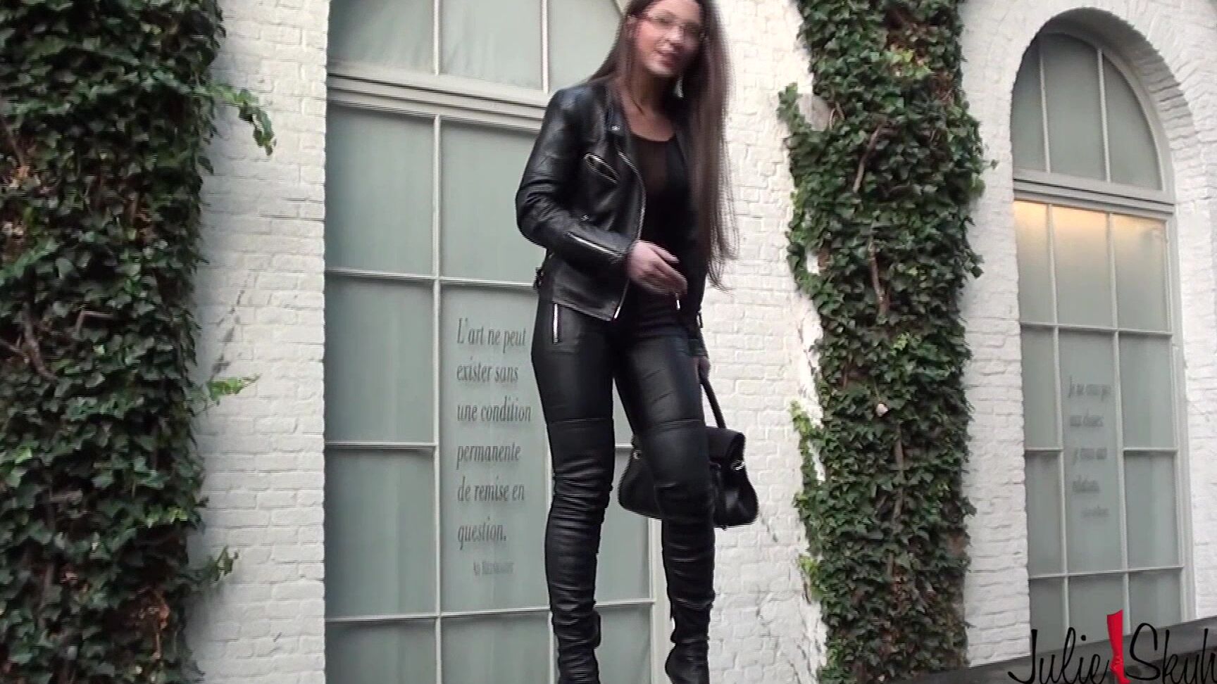 Boot Fetish, Leather, Leggings, Exhibitionism, POV julieskyhigh leather boots slut in the street ManyVids