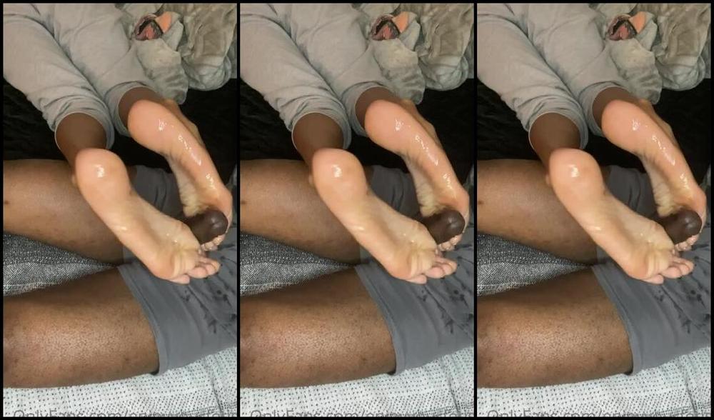 Enjoyyourfetish Onlyfans Crazy Foot Job With Tenlittoes And Her French Tips Laying In Bed It Got Messy Lol Part 1P