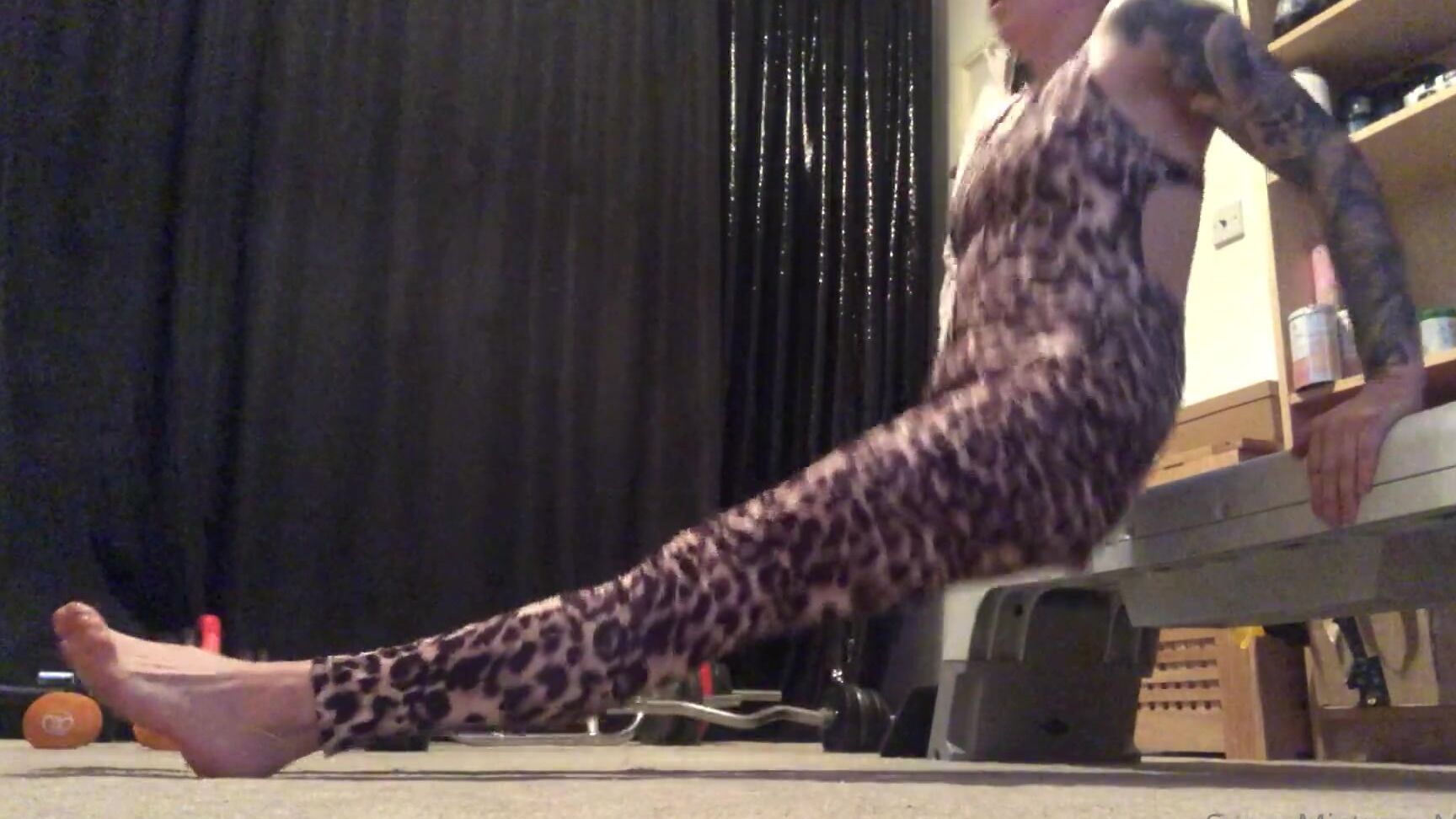 Mistressmarks Fitness Voyeur Part Of My Core Routine In My Leopard Print Lycra Yoga Catsuit