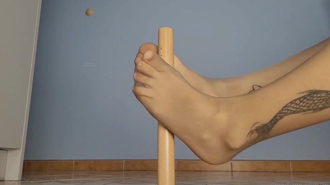Masmr Onlyfans 2March Caressing The Wooden Stick By Nyloned Feet Up Close Kind Of Fj Simulation