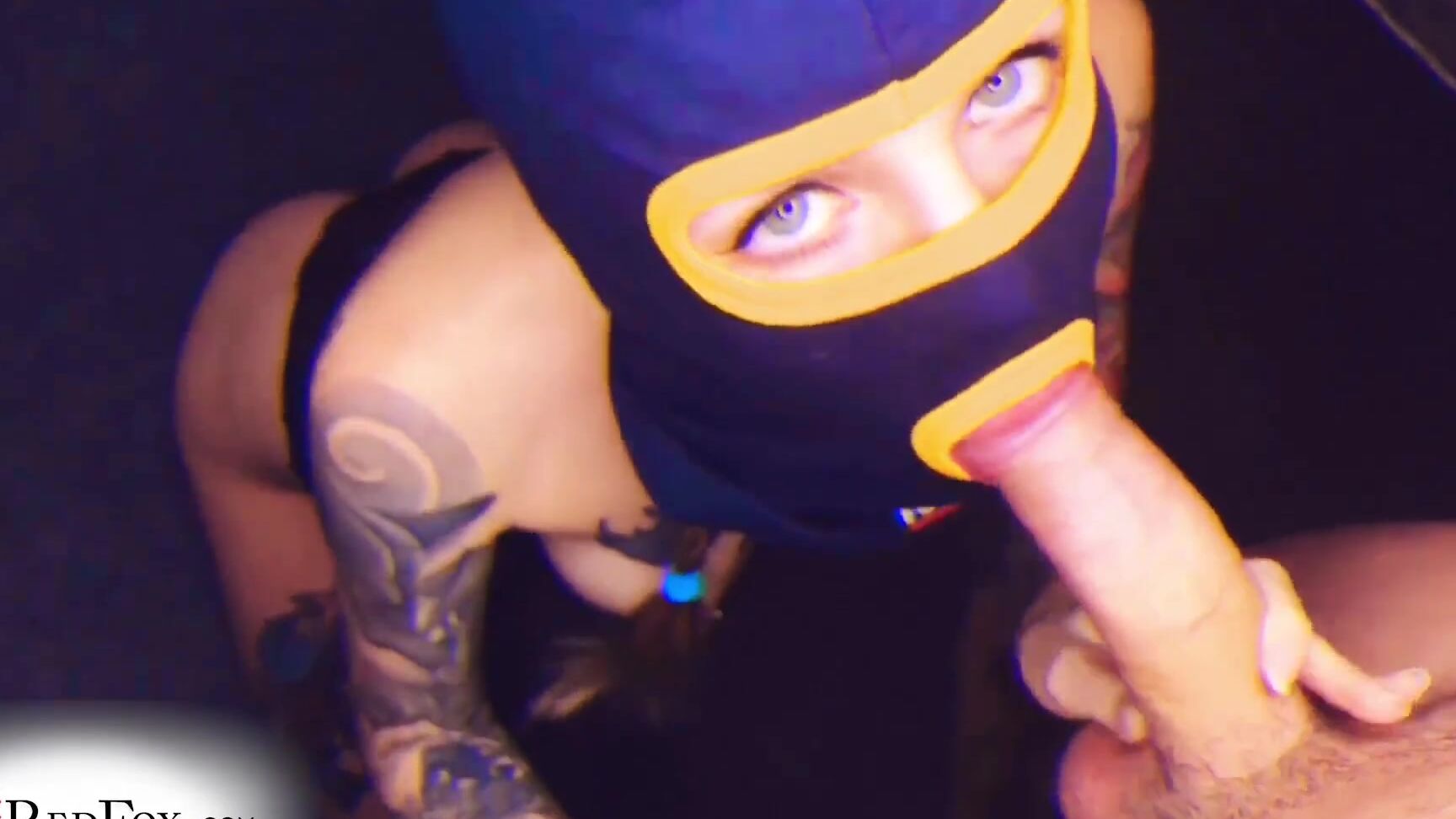 Red Fox Sexy Masked Girl Suck Guy S Cock And Jerk Off After Robber Game PornHubPremium
