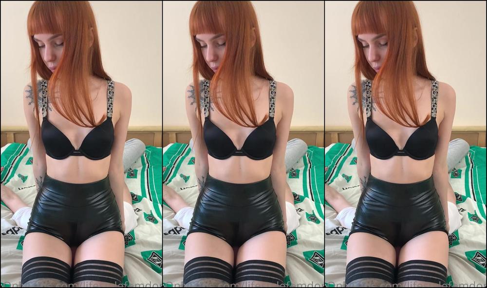 Lifestylefemdom I Sit On The Slave S Neck In Leather Shorts And Spit Into His Open Mouth Ordering Him To