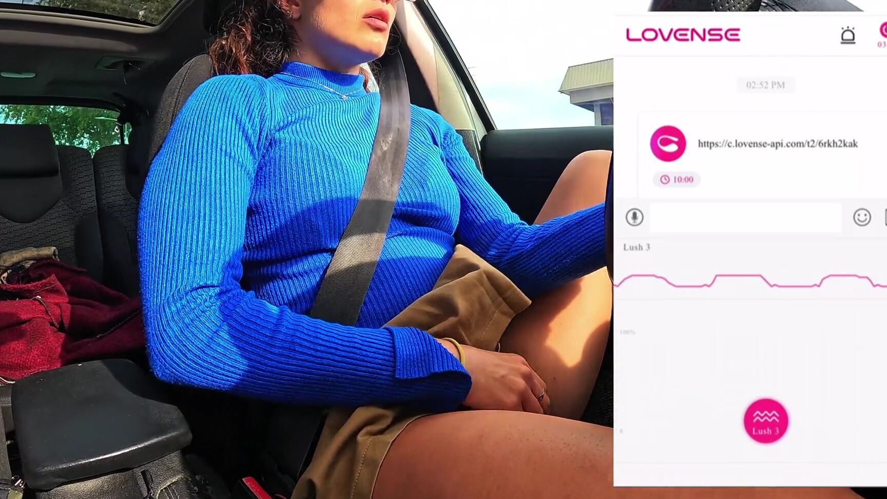 Меня Снимает Мой Друг Пока Дистанционный Вентилятор Управляет Моим Вибратором Lovense Lush Во Время Вождения