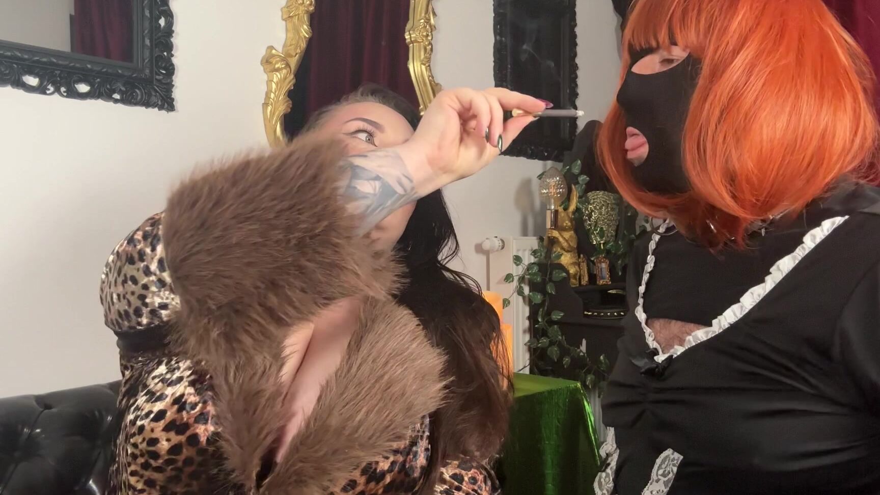 Mistresskarino Smoking Diva Uses A Human Ashtray For Her Cigarette