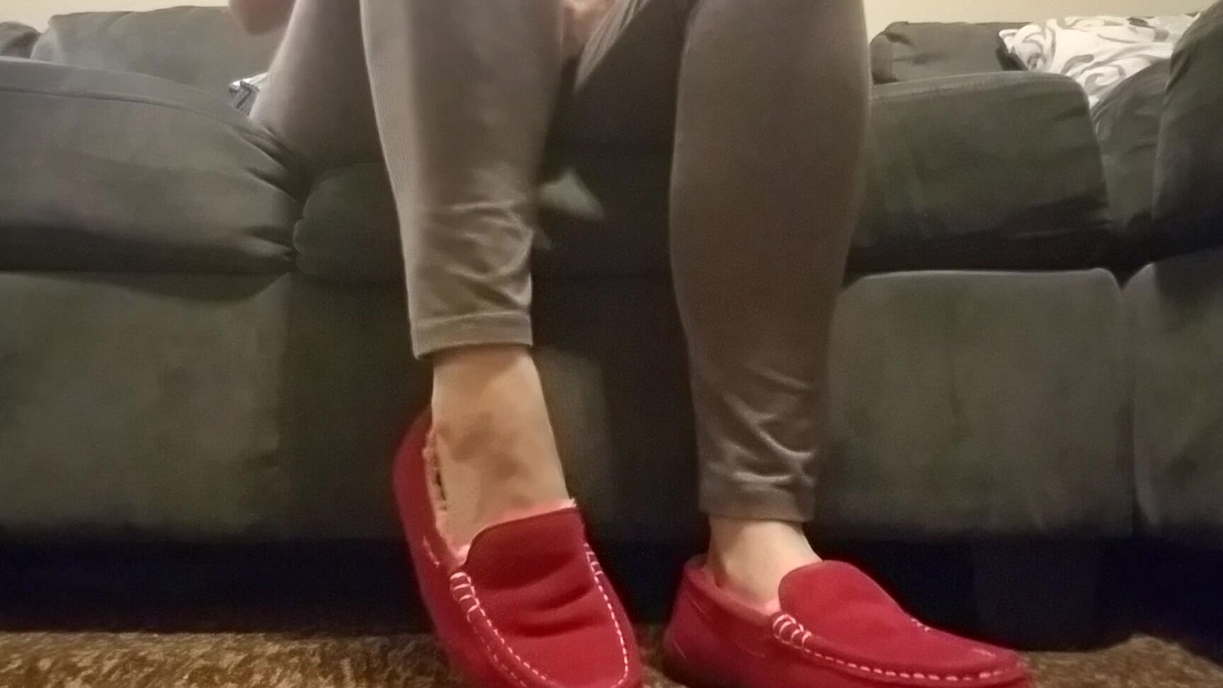 Premiumbrandy Red Moccasins Shoe Play I Tease You By Playing With My Moccasins Slowly Slipping Them Off