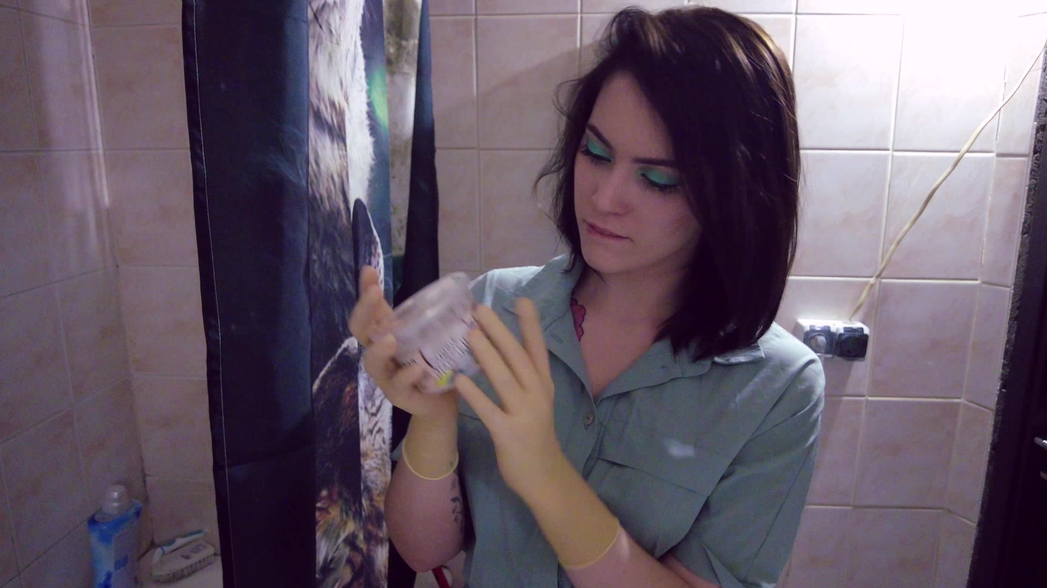 Bathroom, Brunette, Glove Fetish, Gloves, Latex, SFW stacymoon stacy becomes gloves fetishist ManyVids