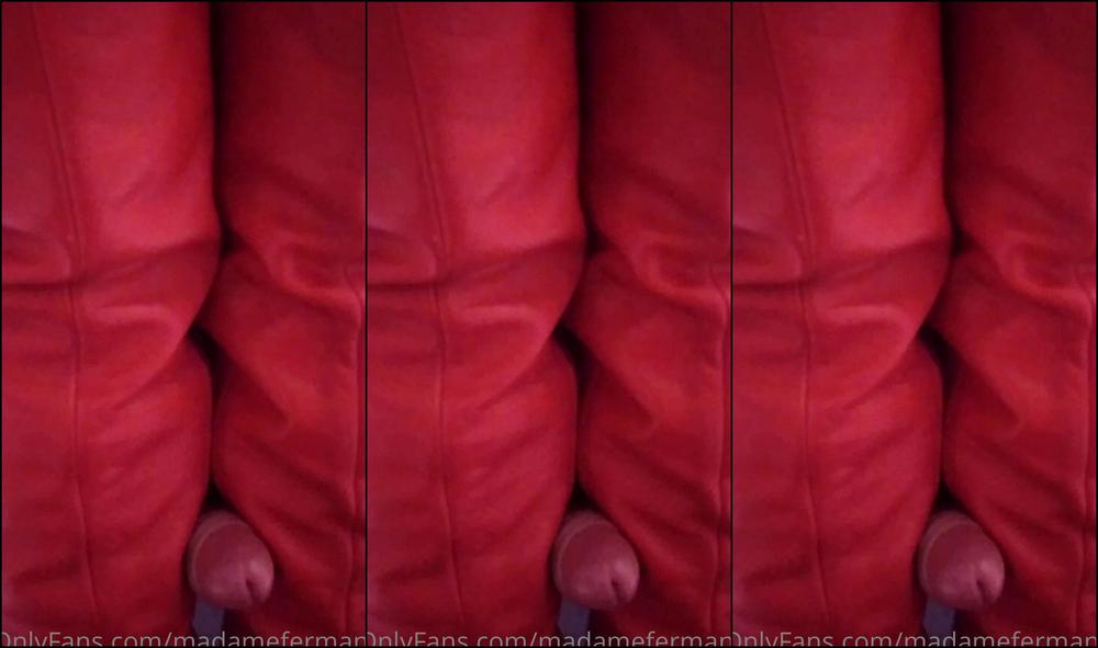 Madamefermans 2935164480 07 09 2023 Escravo Gozando Nos Minhas Botas Esfregando O P Nis Pequeno No Couro Cheio Quanto Tes O