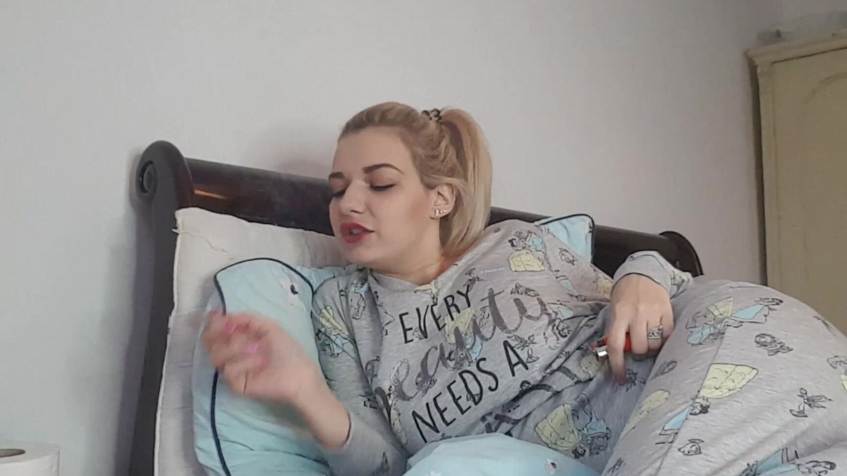 Bad Dolly Smoking A Joint In Bed