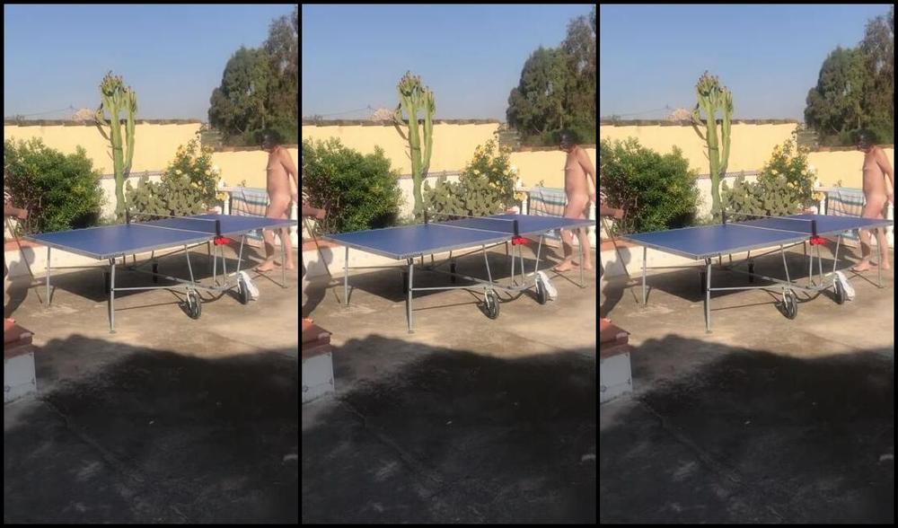 Ladydarkangeluk Onlyfans Naked Hooded And Collared Table Tennis In The Sun
