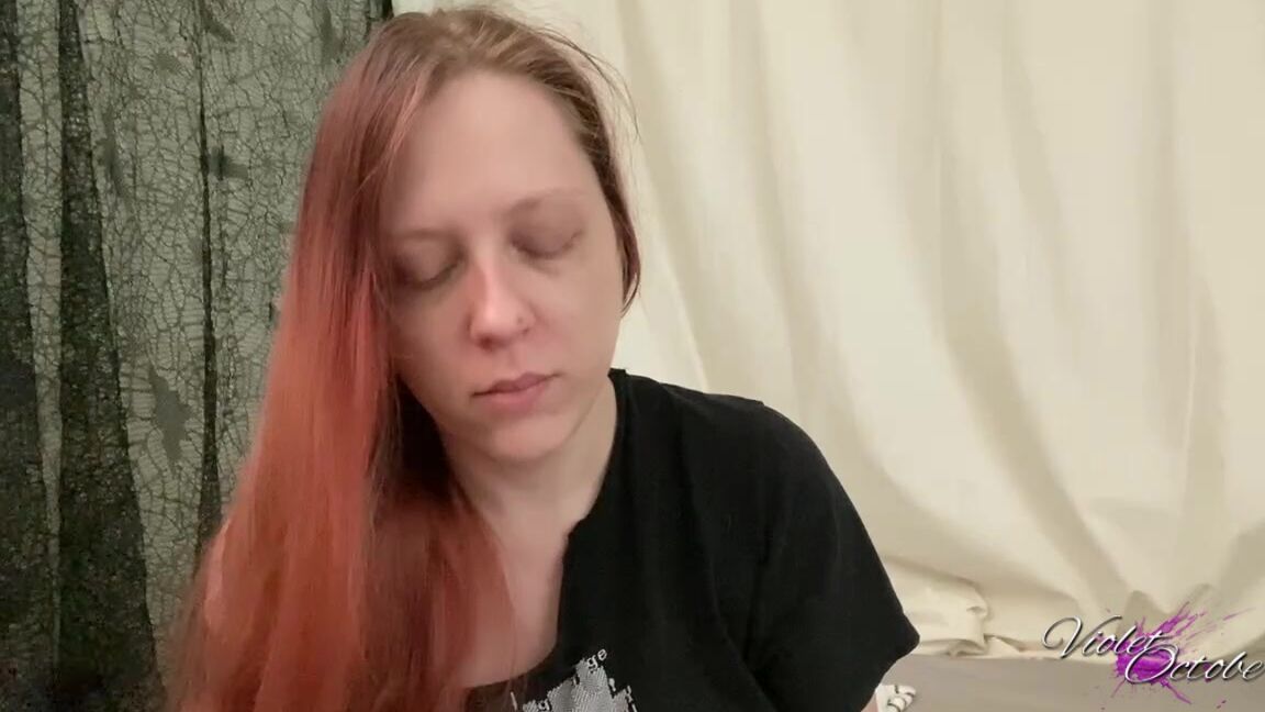 "VioletOctober" all natural, hair brush, long hair, nose blowing, redhead sicks girl brushes hair amp blows nose Manyvids