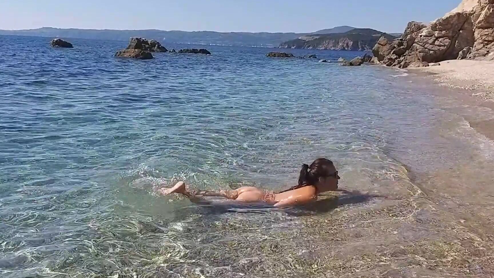 My Wife SexyDreams Naturist Wife PEE and masturbate on a Wild NUDIST BEACH  Wear Butt Plug only Pornhub