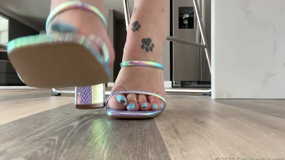 Tatianasnaughtytoes Nicknamed Tatianasnaughtytoes Onlyfans New 2021March2 Baby Blue In Cute Blue Mules Who Wants To Be Under My Feet Today