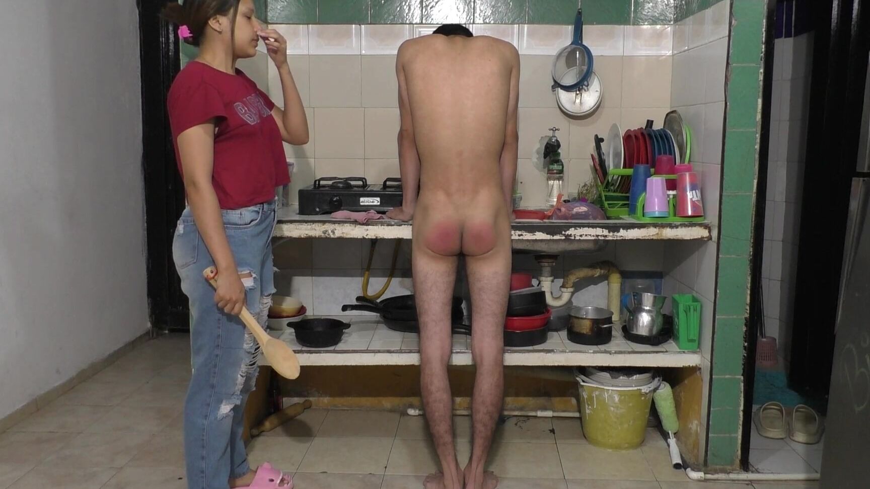 Spank Latinas Slt Hard And Fast Spoon Spanking For Luis