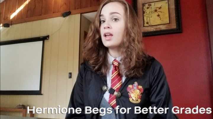 Brunette, Cosplay nina crowne hermione begs for better grades