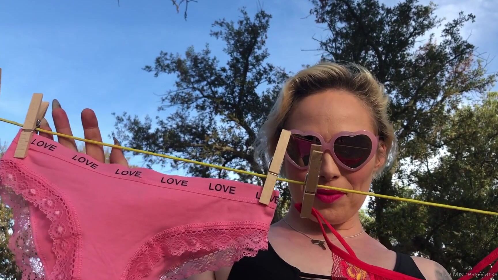 Mistressmarks Enslaved Over The Clothes Line Full Minute Clip Out In My Garden Sunbathing On My Hammock I M D