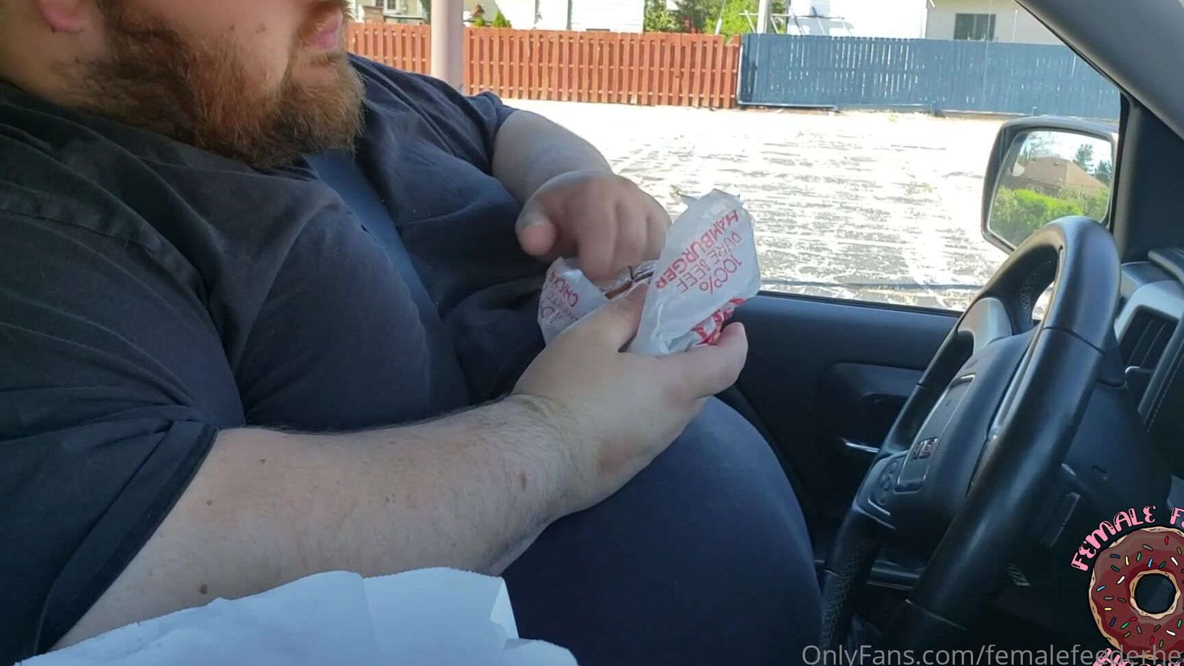 Femalefeederheaven He Enjoys His Lunch Bought By A Fan Squeezed Into His Car