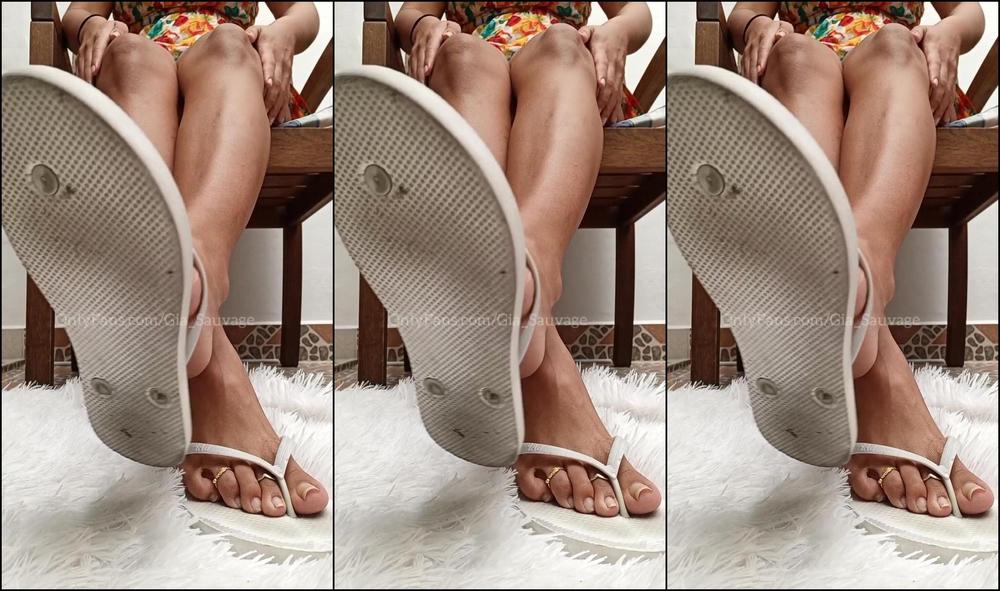 Gia Sauvage Flip Flop Dangling With Natural Nude Toenails Ful Length Video Pov I Have A Crush On Y