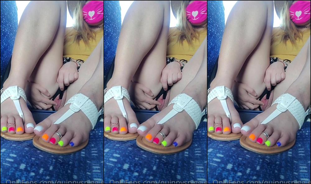 Quinnyspiggies Cumming In The Airport Shuttle Bus Horny Tourist Series Public Masturbation Public