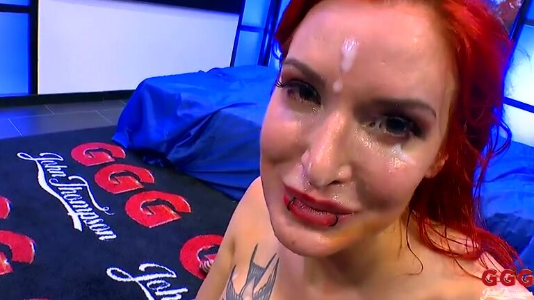 Blowjob, Anal, Big Tits, Tattoo, Bukkake, FacialCumshot, Red Head, Cumshots, Group, Gangbang GGG - Alexxa-Sperma und Anal Total GGG