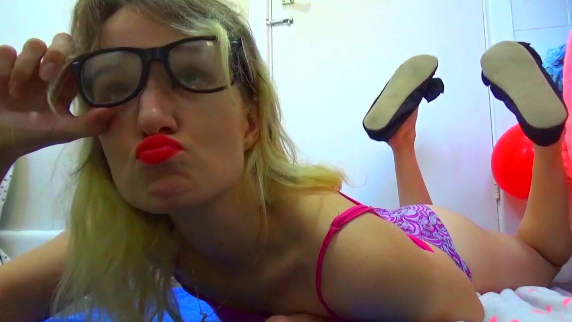 "Goddess Vanessa" ballet flats, dangling, lip smelling, mouth fetish, lipstick RED LIP SMELLING in Ballet Flats manyvids