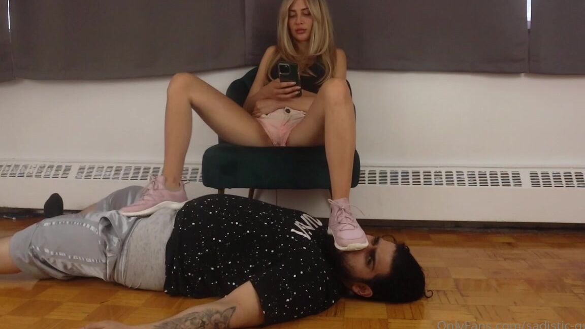 Sadistic Queen Twisting And Stomping Your Balls While You Sniff My Shoe Hd P