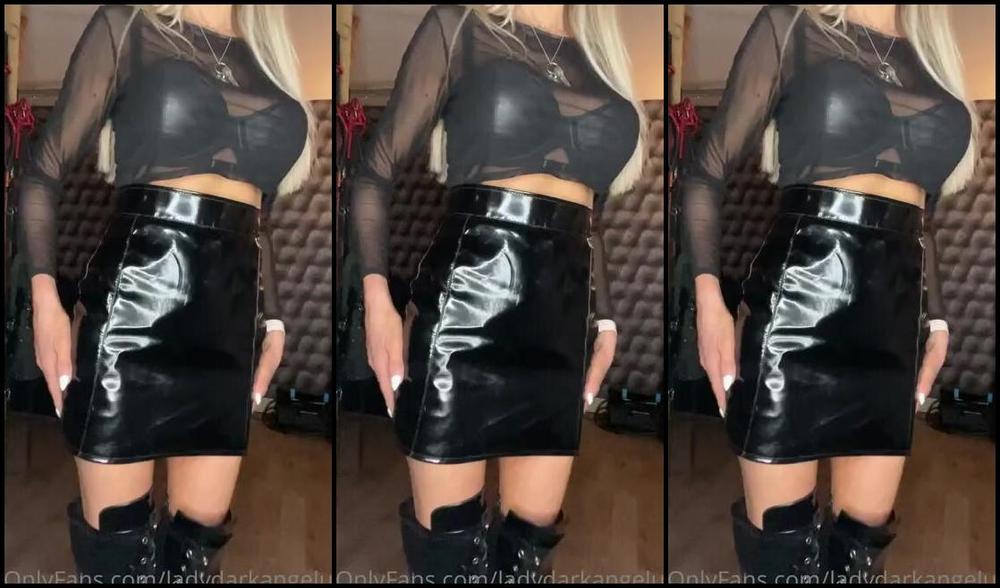 Ladydarkangeluk Onlyfans Leather Bra See Through Top And Pvc Skirt
